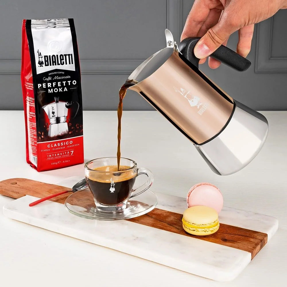 Bialetti - Venus Induction, Stainless Steel Stovetop Espresso Coffee Maker, Suitable for all Types of Hobs, 6 Cups (7.9 Oz), Copper,Silver