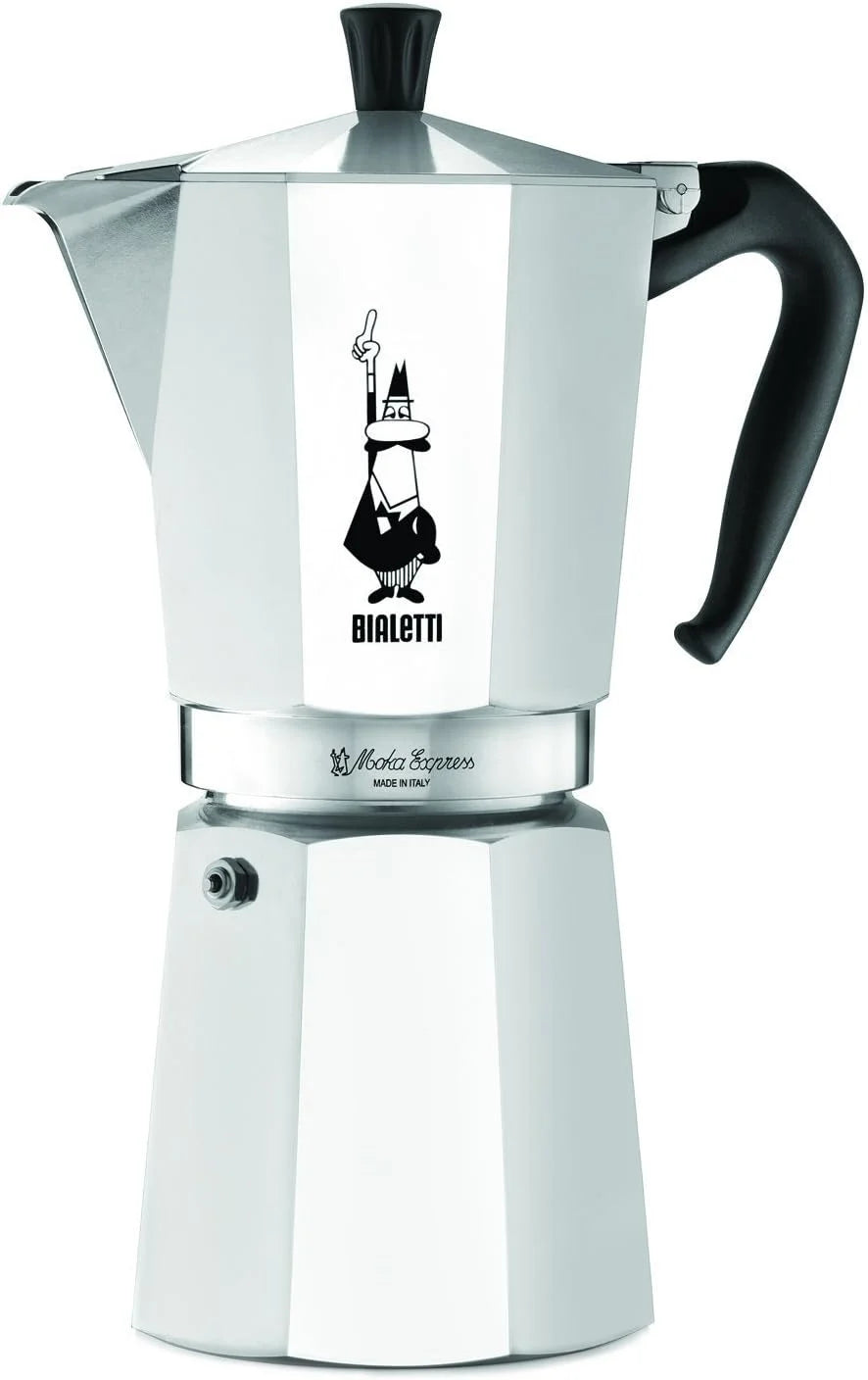 Bialetti - Moka Express: Iconic Stovetop Espresso Maker, Makes Real Italian Coffee, Moka Pot 12 Cups (22.6 Oz - 670 Ml), Aluminum, Silver