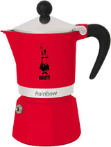 Bialetti Rainbow Moka Pot in Red, 3 Cup Stove Top Espresso Maker - Aluminum Cafetera for Ground Coffee, Italian Coffee Maker for Home Brewing