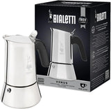 Bialetti - Venus Induction, Stovetop Coffee Maker, Suitable for all Types of Hobs, Stainless Steel, 4 Cups (5.7 Oz), Silver