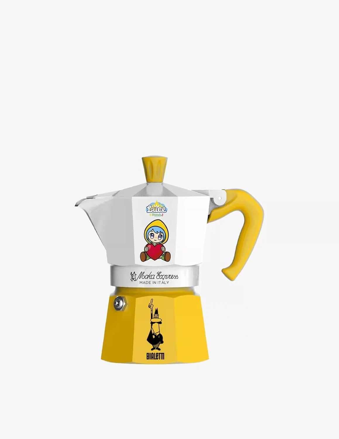 Bialetti Moka Express Iconic Italian Stovetop Espresso Maker (White/Yellow, 3 Cups)