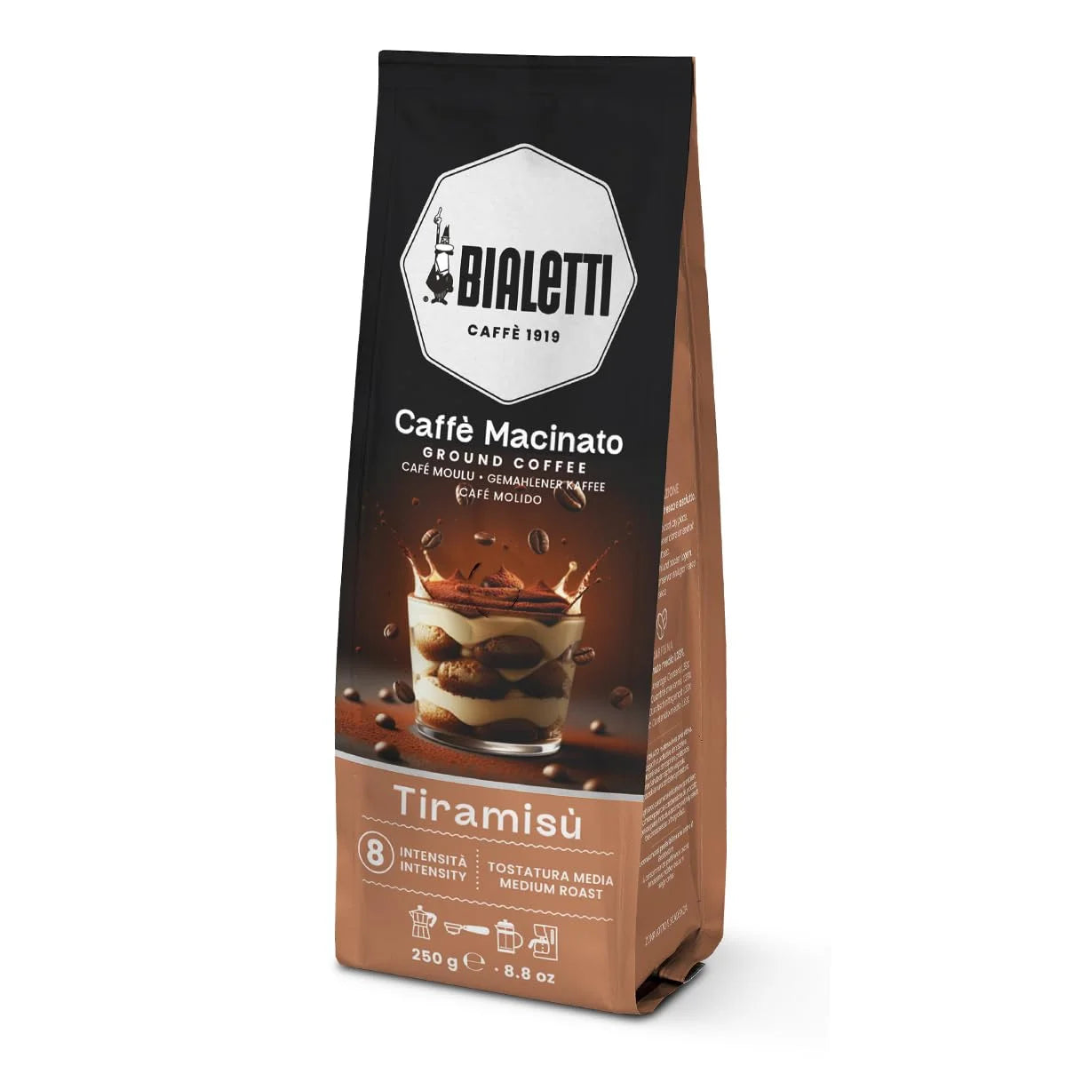 Bialetti Moka Tiramisu Ground Coffee, Medium Roast, 250g