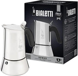 Bialetti - Venus Induction, Stovetop Coffee Maker, Suitable for all Types of Hobs, Stainless Steel, 6 Cups (7.9 Oz), Silver