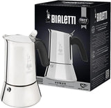 Bialetti Venus Induction Stovetop Espresso Maker – Stainless Steel Espresso Coffee Maker for All Cooktops, Including Induction, 10 Espresso Cups (15.5 oz), Silver