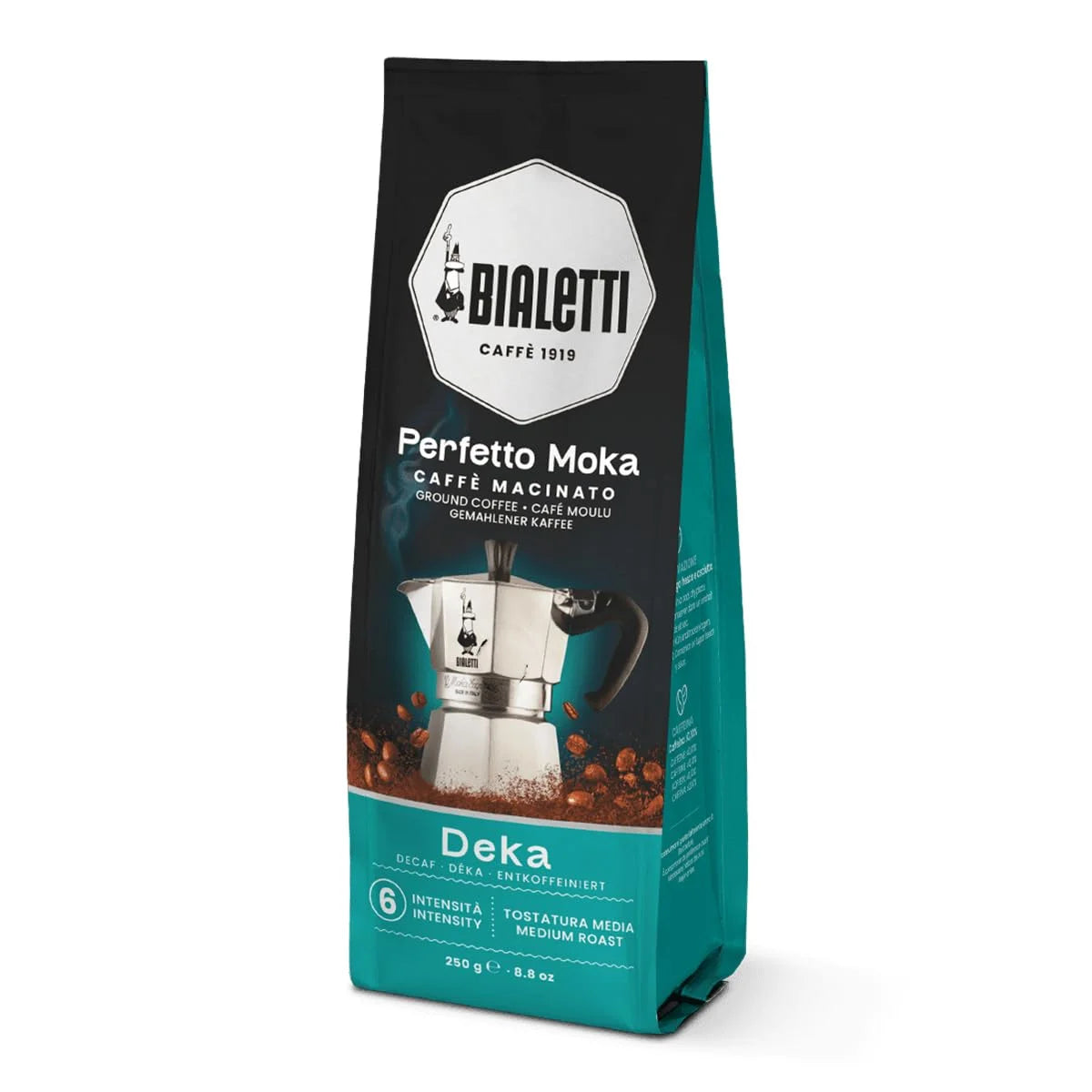 Bialetti Moka Decaf Ground Coffee, Medium Roast, 250g