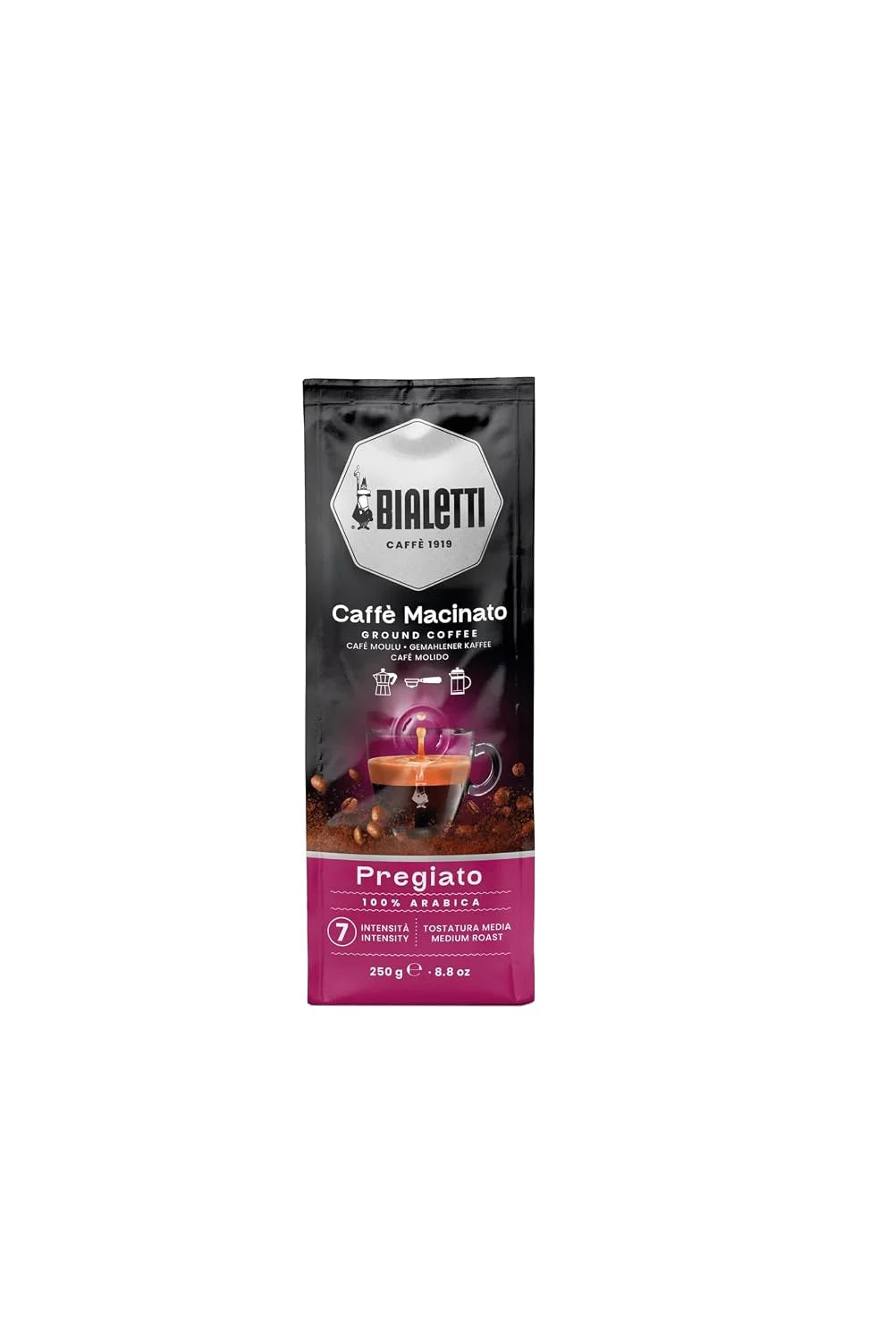 Bialetti Moka Intenso Ground Coffee, Medium Roast, 250g