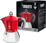 Bialetti Coffee Maker Moka Induction Pot, 9.4 Oz, Red, 6 Cups